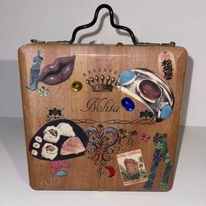 Vintage Nolita Cigar Box Purse Handbag Graham Webb Embellished Rhinestones